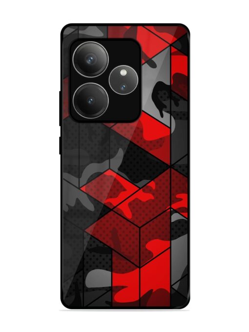 Royal Red Camouflage Pattern Glossy Metal Phone Cover for Realme Gt 6