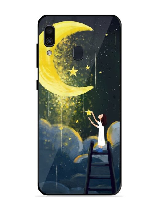 Moonlight Healing Night Illustration Glossy Metal TPU Phone Cover for Samsung Galaxy A30