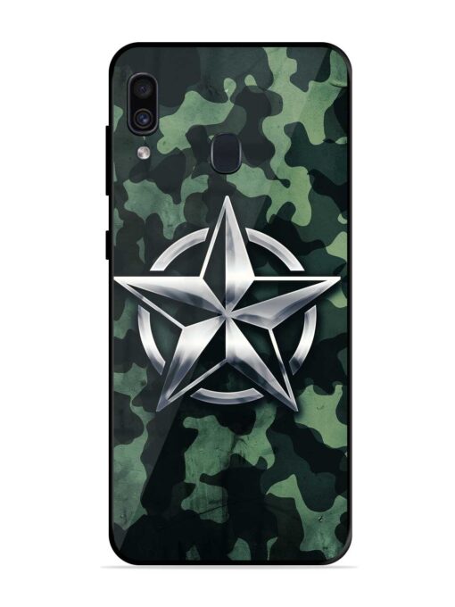 Indian Army Star Design Glossy Metal Phone Cover for Samsung Galaxy A30