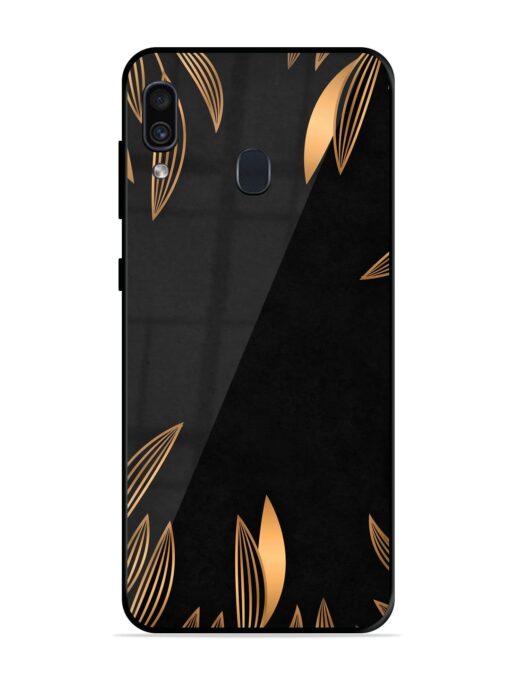 Golden Leaf Pattern Glossy Metal Phone Cover for Samsung Galaxy A30