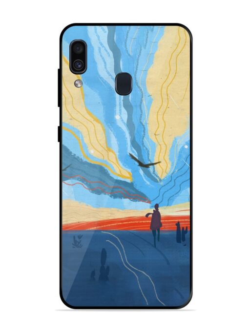 Minimal Abstract Landscape Glossy Metal Phone Cover for Samsung Galaxy A30