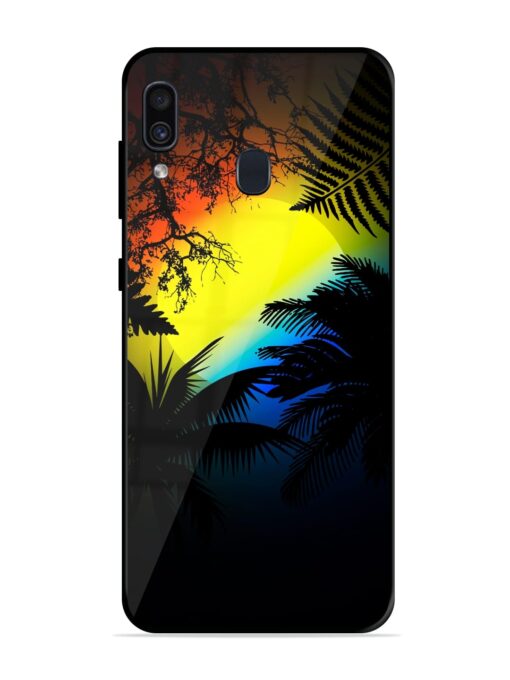 Colorful Sunset With Palm Trees Glossy Metal Phone Cover for Samsung Galaxy A30