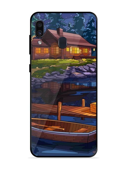 Village Night Scene Glossy Metal Phone Cover for Samsung Galaxy A30