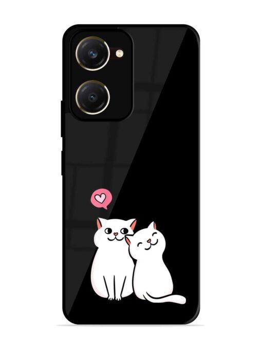 Cat Love Glossy Metal Phone Cover for Vivo T3 Lite (5G)