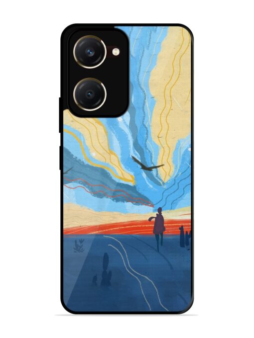 Minimal Abstract Landscape Glossy Metal Phone Cover for Vivo T3 Lite (5G)