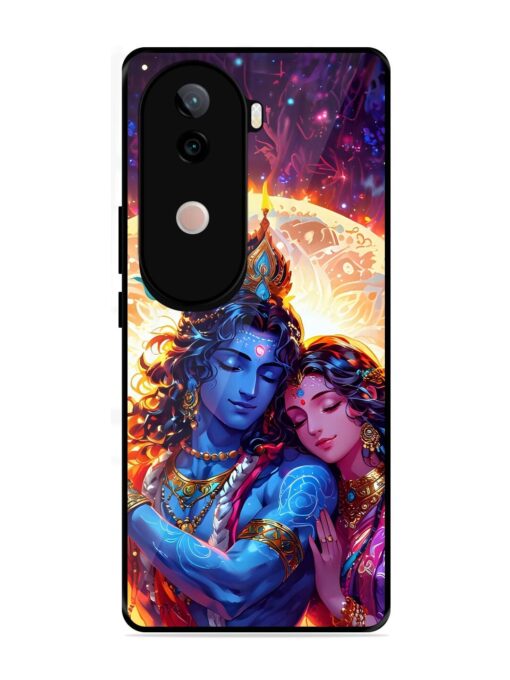 Radha Krishna Art Glossy Metal Phone Cover for Vivo V40E (5G)