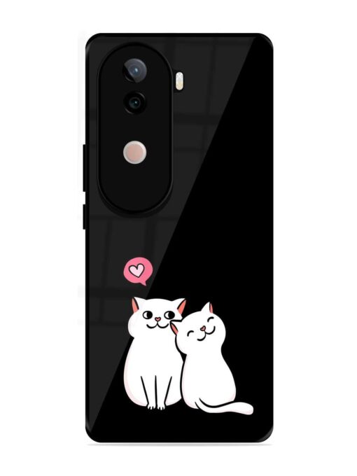 Cat Love Glossy Metal Phone Cover for Vivo V40E (5G)