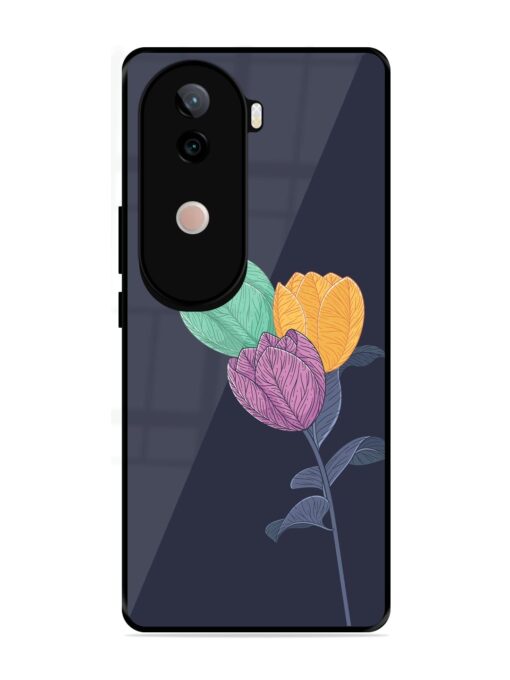 Flower Vector Glossy Metal Phone Cover for Vivo V40E (5G)