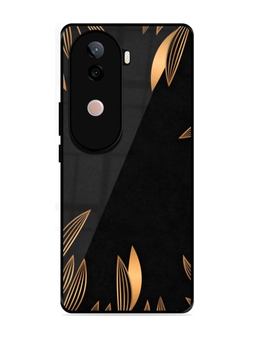 Golden Leaf Pattern Glossy Metal Phone Cover for Vivo V40E (5G)