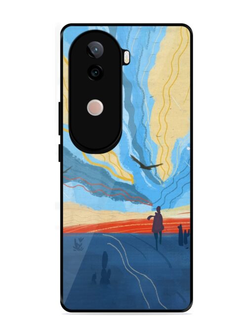 Minimal Abstract Landscape Glossy Metal Phone Cover for Vivo V40E (5G)