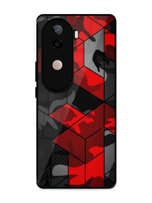 Royal Red Camouflage Pattern Glossy Metal Phone Cover for Vivo V40E (5G)