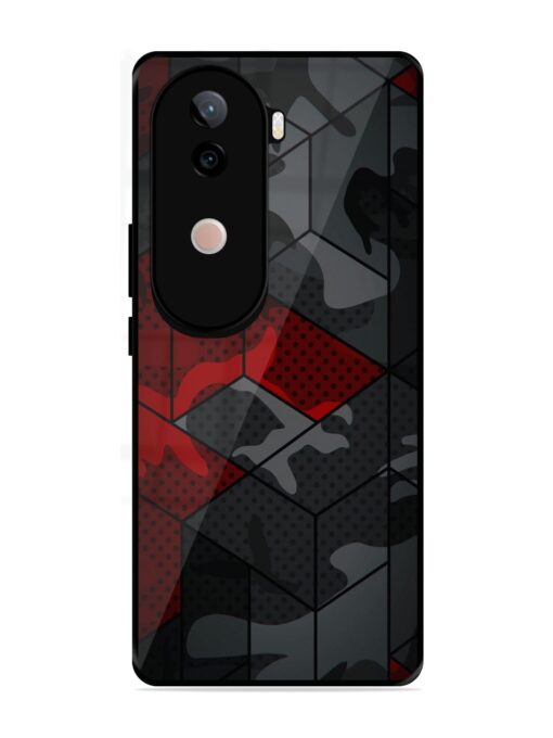 Red And Grey Pattern Glossy Metal Phone Cover for Vivo V40E (5G)