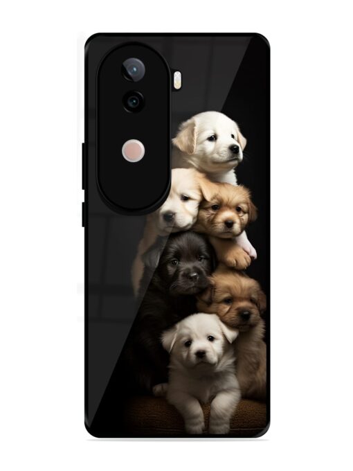 Cute Baby Dogs Glossy Metal Phone Cover for Vivo V40E (5G)