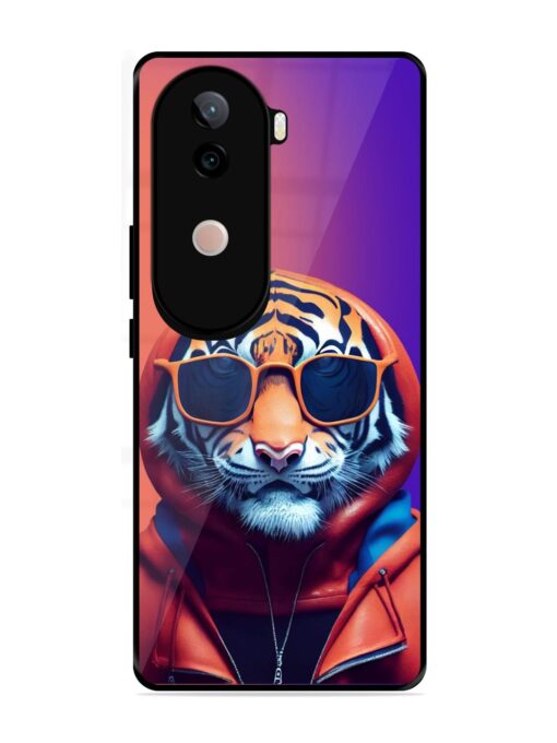 Tiger Animation Glossy Metal Phone Cover for Vivo V40E (5G)