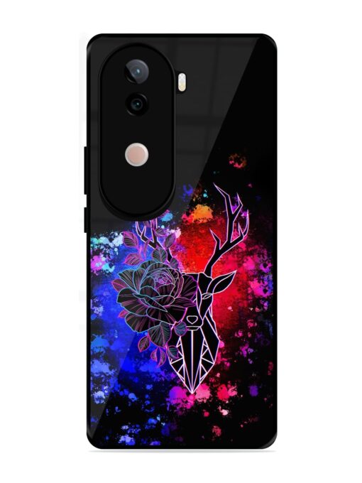 Floral Deer Art Glossy Metal Phone Cover for Vivo V40E (5G)