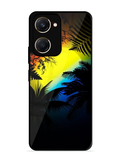 Colorful Sunset With Palm Trees Glossy Metal Phone Cover for Vivo Y18T