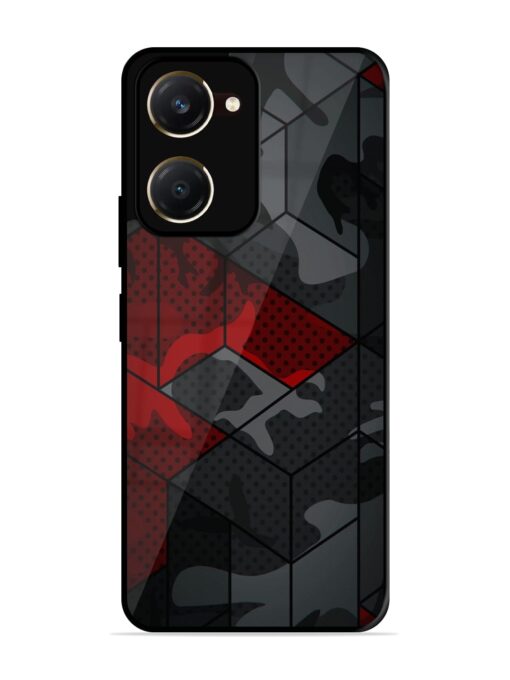 Red And Grey Pattern Glossy Metal Phone Cover for Vivo Y18T