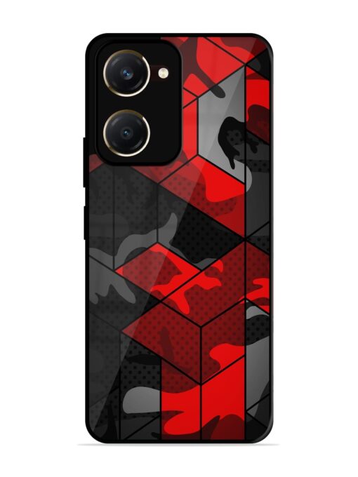 Royal Red Camouflage Pattern Glossy Metal Phone Cover for Vivo Y28S (5G)