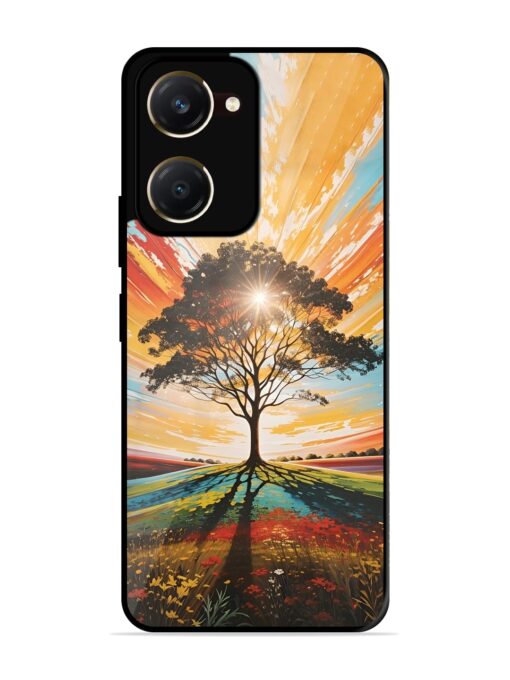 Abstract Tree Colorful Art Glossy Metal Phone Cover for Vivo Y28S (5G)