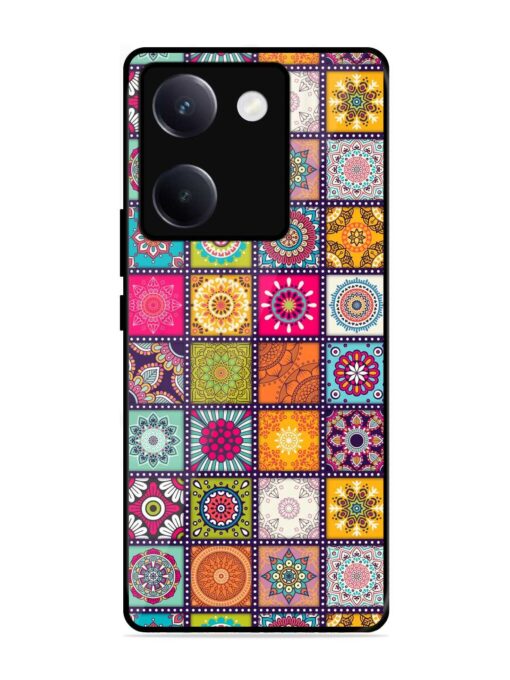 Seamless Pattern Vintage Glossy Metal Phone Cover for Vivo Y300 Plus (5G)