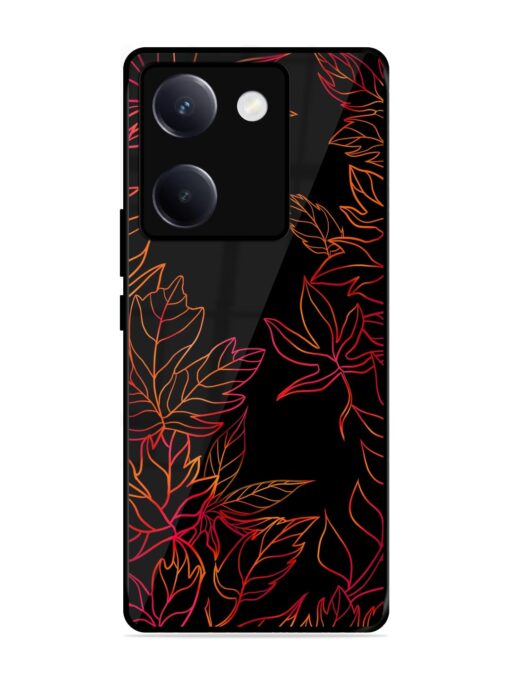 Red Floral Pattern Glossy Metal Phone Cover for Vivo Y300 Plus (5G)