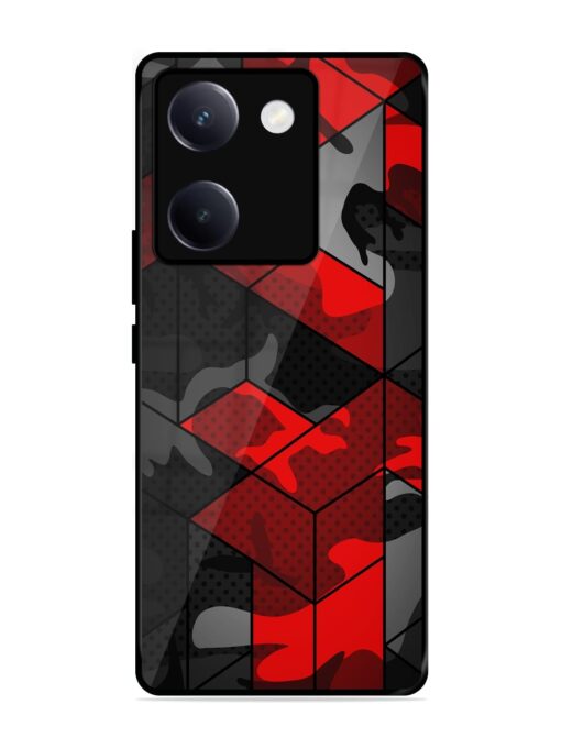 Royal Red Camouflage Pattern Glossy Metal Phone Cover for Vivo Y300 Plus (5G)