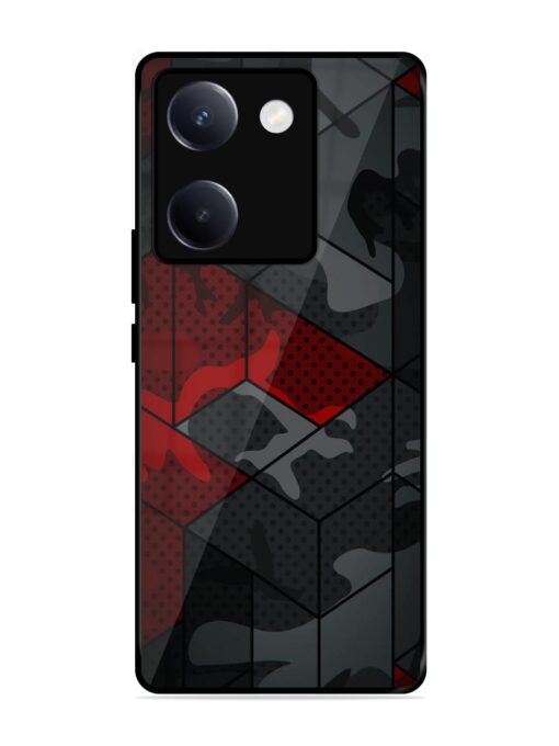 Red And Grey Pattern Glossy Metal Phone Cover for Vivo Y300 Plus (5G)