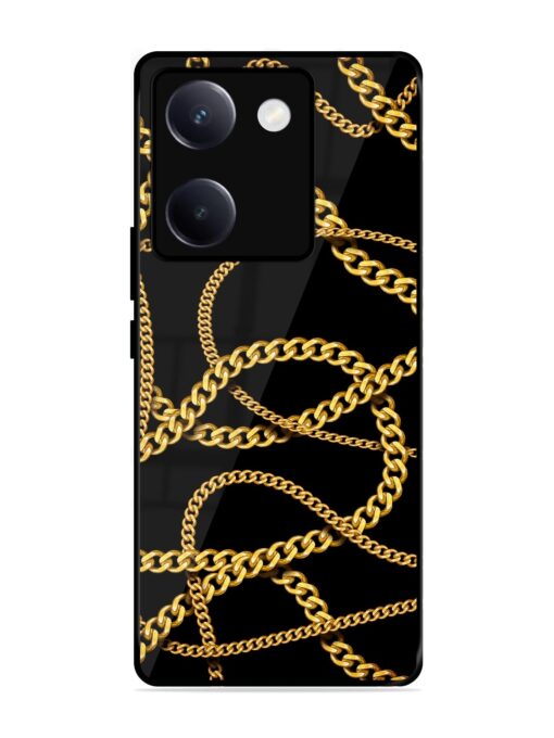 Decorative Golde Chain Glossy Metal Phone Cover for Vivo Y300 Plus (5G)