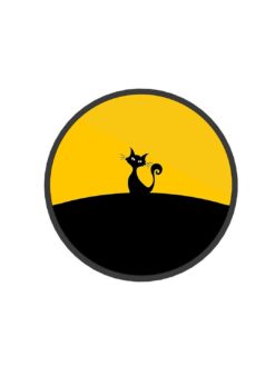 Black Yellow Cat Cartoon Printed Phone Grip Holder