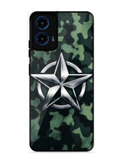 Indian Army Star Design Glossy Metal Phone Cover for Motorola Moto G45 (5G)