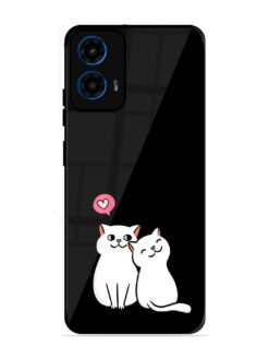 Cat Love Glossy Metal Phone Cover for Motorola Moto G45 (5G)