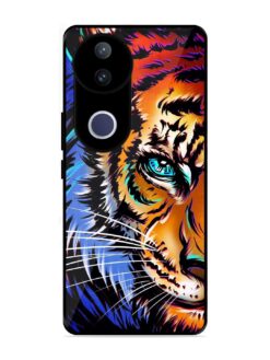 Colorful Lion Art Glossy Metal Phone Cover for Vivo V50E (5G)