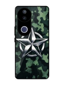 Indian Army Star Design Glossy Metal Phone Cover for Vivo V50E (5G)