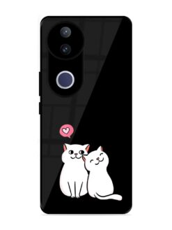 Cat Love Glossy Metal Phone Cover for Vivo V50E (5G)
