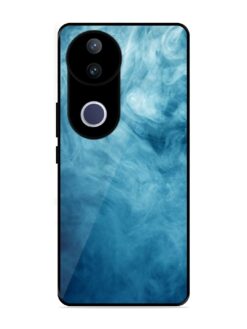 Blue Smoke Art Glossy Metal Phone Cover for Vivo V50E (5G)