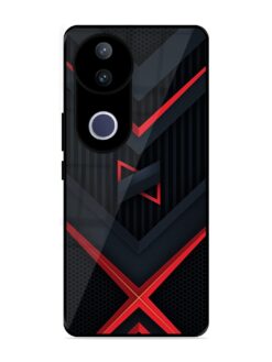 Red Gray Abstract Glossy Metal Phone Cover for Vivo V50E (5G)