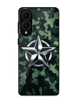 Indian Army Star Design Glossy Metal Phone Cover for Samsung Galaxy S25 Edge (5G)