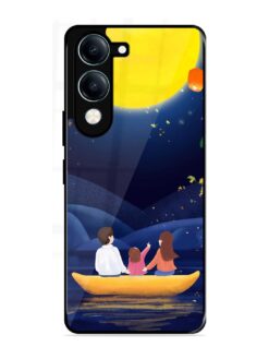 Happy Family And Beautiful View Glossy Metal Phone Cover for Vivo Y19 (5G)