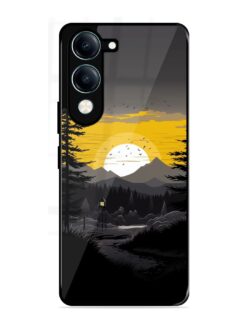 Sunset Vector Glossy Metal Phone Cover for Vivo Y19 (5G)