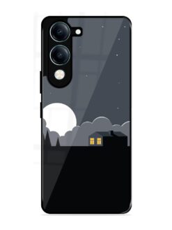 Full Moon Vector Art Glossy Metal Phone Cover for Vivo Y19 (5G)