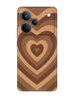 Brown Heart Embossed Soft Silicone Case for Realme P4 Pro (5G)