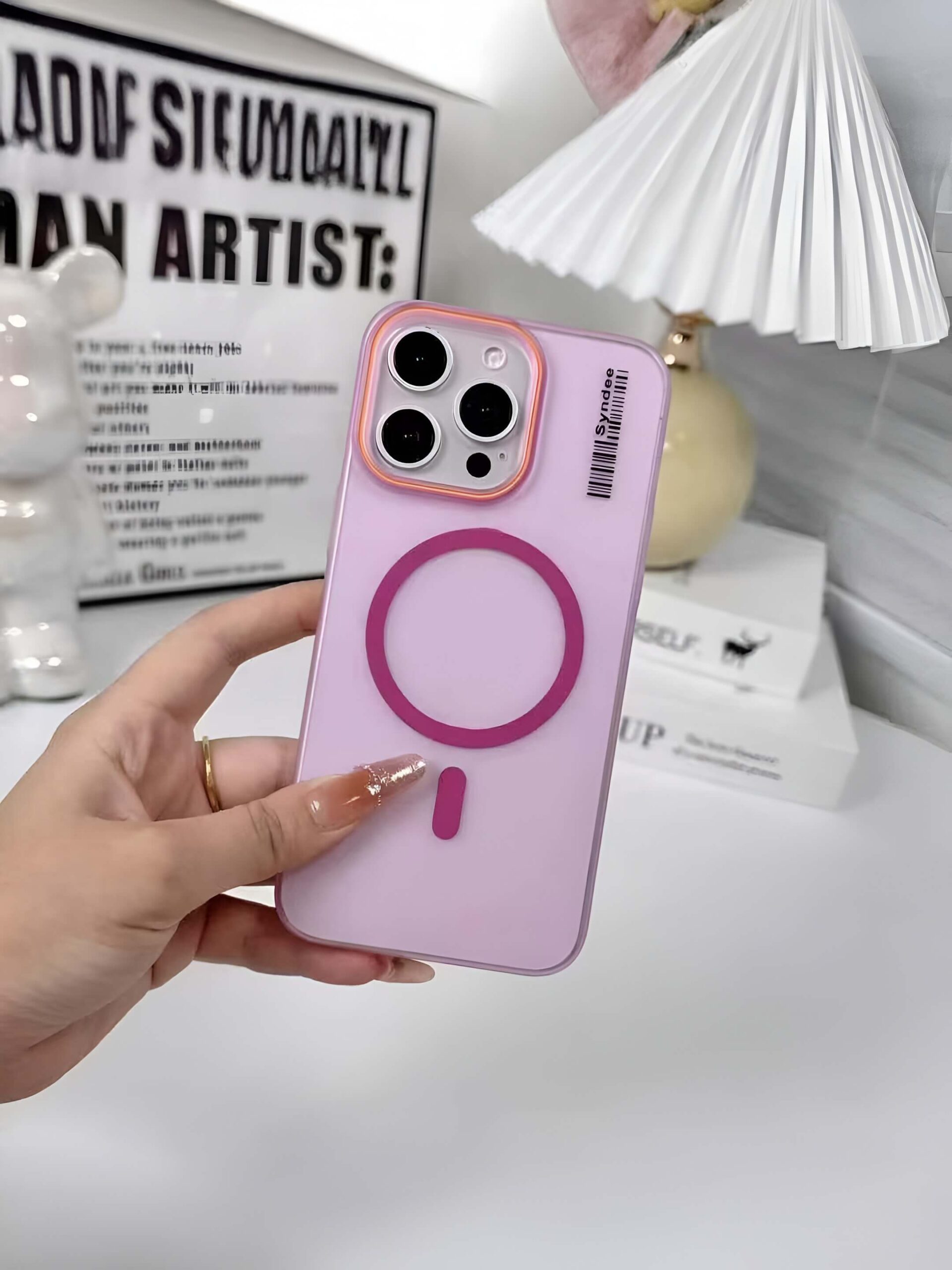 Frosted Matte MagSafe Transparent Pink Case For Apple Iphone 14