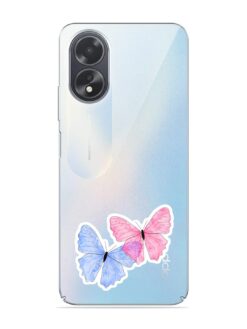 Pink And Blue Butterfly Transparent Printed Mobile Case for Oppo A18