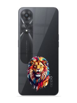 Geometric Lion Art Design Transparent Printed Mobile Case for Oppo A78 (5G)