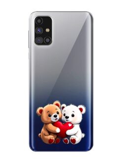 Teddy Bear With Heart Transparent Printed Mobile Case for Samsung Galaxy A51