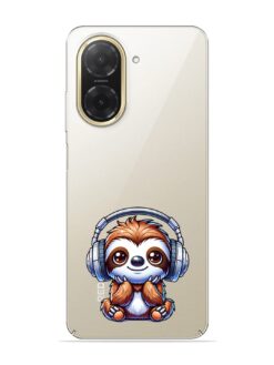 Cute Sloth With Headphones Transparent Printed Mobile Case for Xiaomi Redmi A5