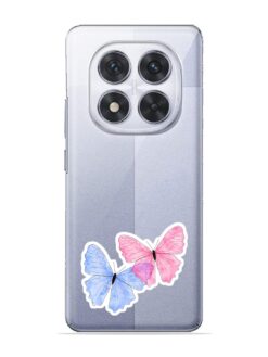 Pink And Blue Butterfly Transparent Printed Mobile Case for Xiaomi Redmi Note 14 Pro (5G)