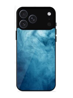 Blue Smoke Art Glossy Metal Phone Cover for Apple Iphone 17 Pro Max