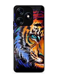 Colorful Lion Art Glossy Metal Phone Cover for Tecno Spark 10 (4G)