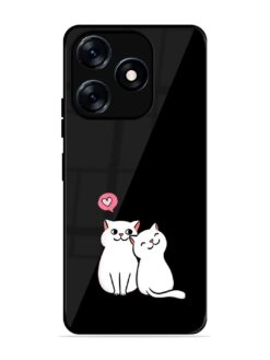 Cat Love Glossy Metal Phone Cover for Tecno Spark 10 (4G)